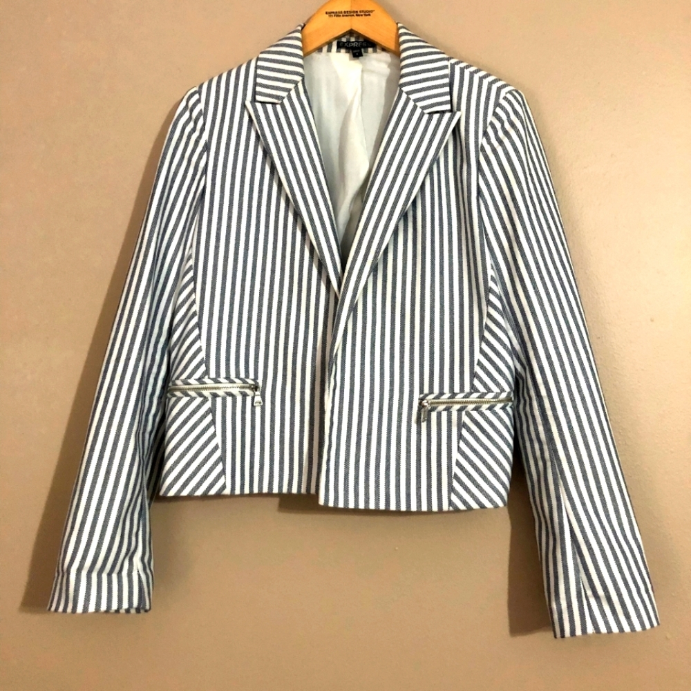 Express Striped Cropped Blazer